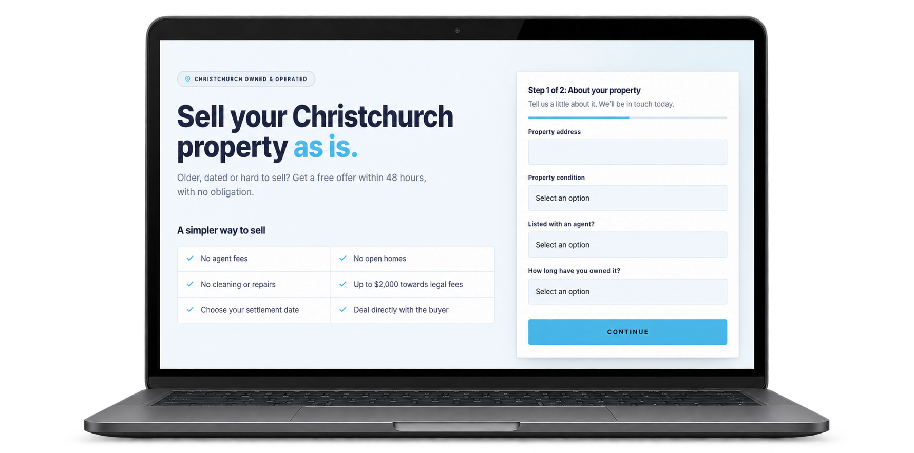 EazySell seller enquiry website on a laptop
